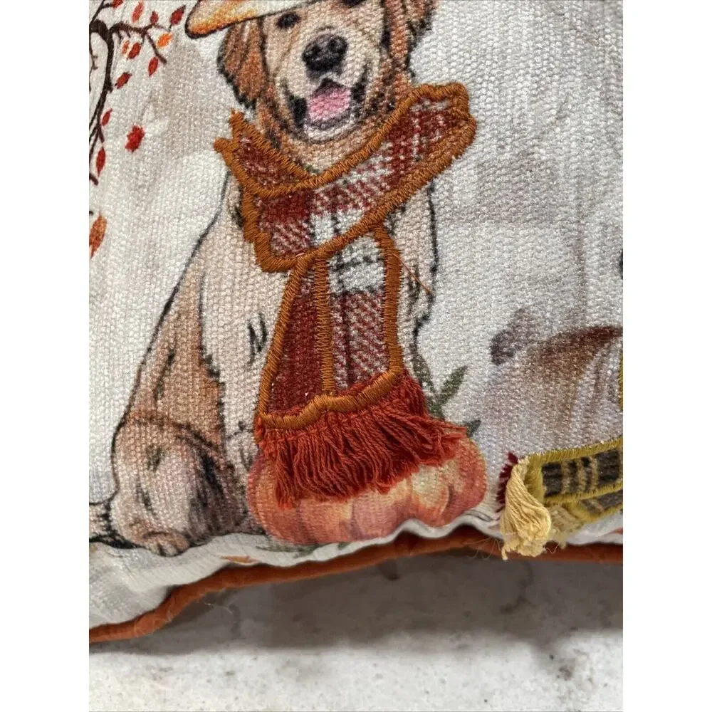GOLDEN RETRIEVER & PUG DOGS in Cowboy Hats Scarves w/ Boots & Fall Dog Pillow